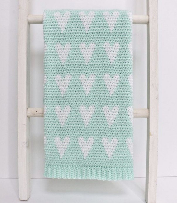 Crochet The Modern Hearts Baby Blanket