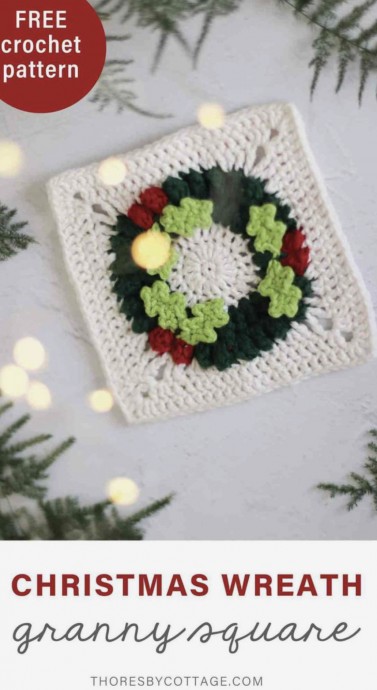 DIY Christmas Wreath Granny Square