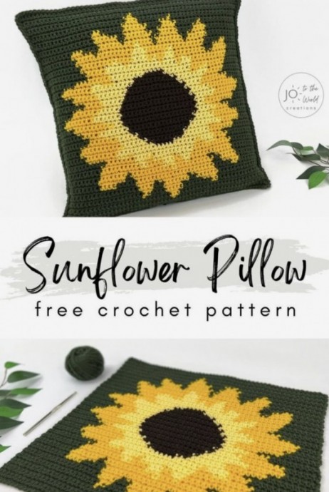 Crochet Sunflower Pillow