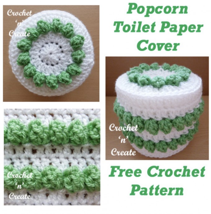 Crochet Popcorn Toilet Paper Cover