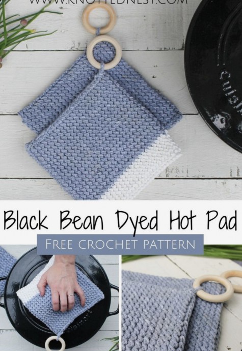 Lovely Black Bean Dyed Crochet Pot Holder