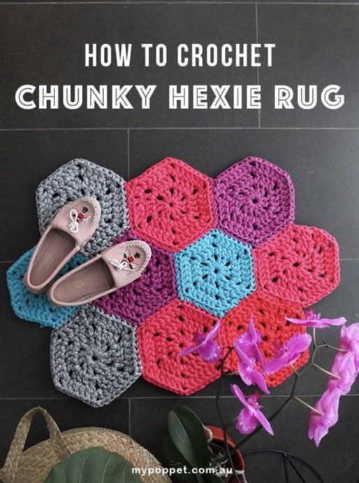 Create Your Own Chunky Hexie Rug with This Easy Crochet Pattern Create Your Own Chunky Hexie Rug with This Easy Crochet Pattern