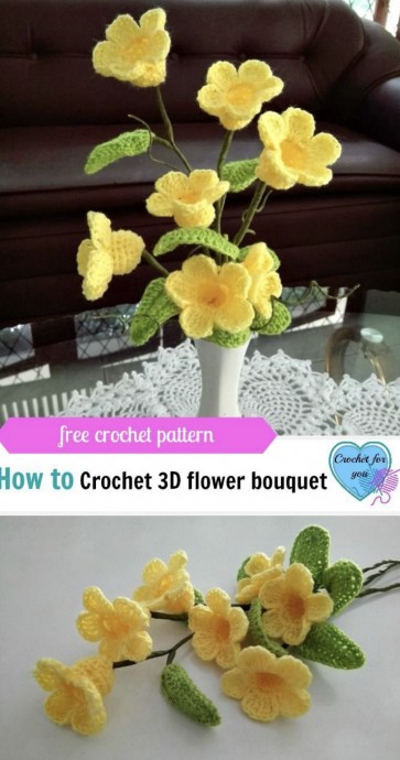 Easy Crochet 3D Flower Bouquet