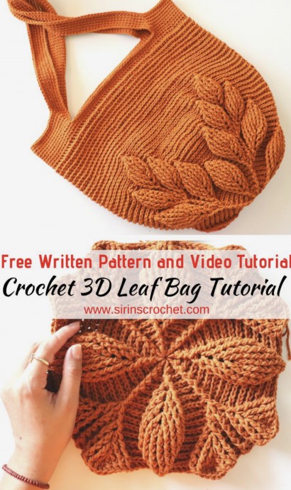DIY Crochet 3D Leaf Bag