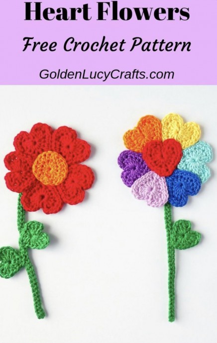 Super Easy Crochet Heart Flowers
