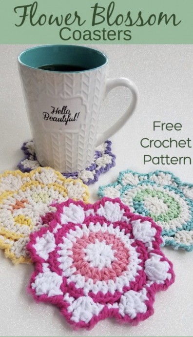 Create Beautiful Flower Blossom Coasters: A Quick and Easy Crochet DIY Pattern Create Beautiful Flower Blossom Coasters: A Quick and Easy Crochet DIY Pattern