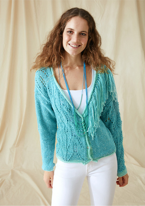 Tasseled cardigan knitting pattern for women