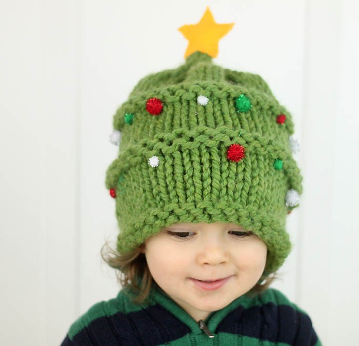Baby Christmas Tree Hat Knitting Pattern