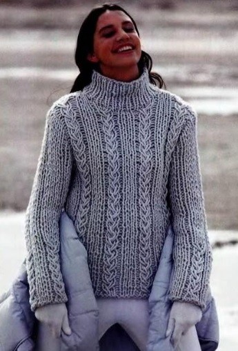 ​Light-Blue Cabled Pullover