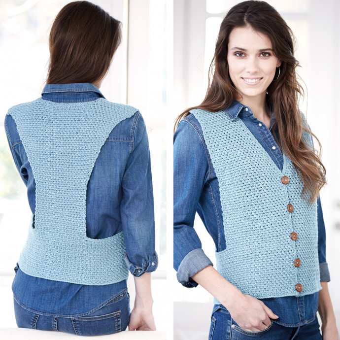 ​Light-Blue Crochet Vest
