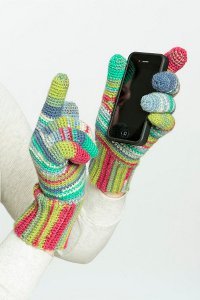 ​Candy Striped Texting Crochet Gloves