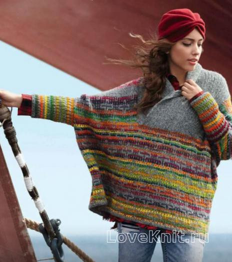Complete Knitting Instructions for a Stylish Sweater Using Multi-Colored and Grey Yarn Complete Knitting Instructions for a Stylish Sweater Using Multi-Colored and Grey Yarn