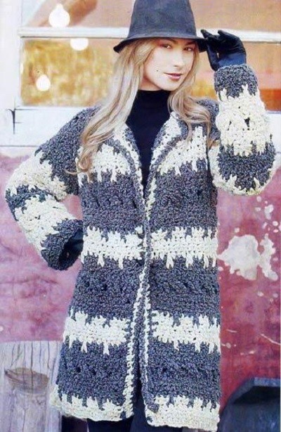 ​Crochet Striped Coat