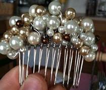 Pearled Hair Pick With Feathers Pearled Hair Pick With Feathers