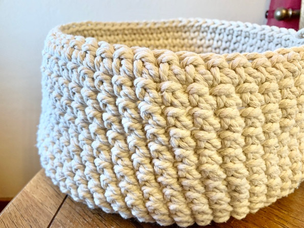 ​Crochet Basket with Macrame Cord
