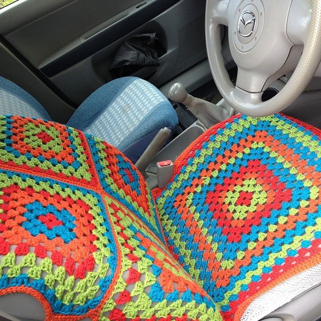 Inspiration. Crochet Seat Cover for Cars.