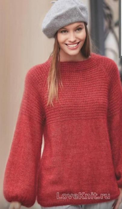 Comprehensive Knitting Instructions for a Stylish Red Pullover Using Katia Seta Mohair Yarn Comprehensive Knitting Instructions for a Stylish Red Pullover Using Katia Seta Mohair Yarn