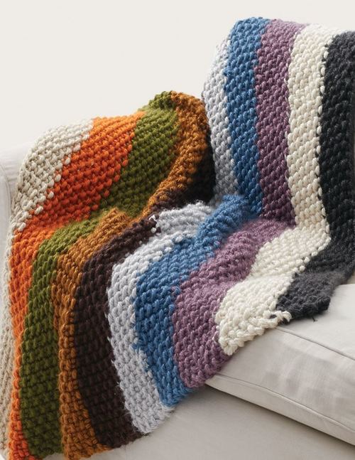 Simple Striped Seed Stitch Knit Afghan Simple Striped Seed Stitch Knit Afghan