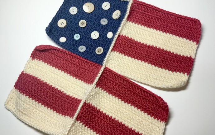 ​Crochet American Flag Pillow Cover