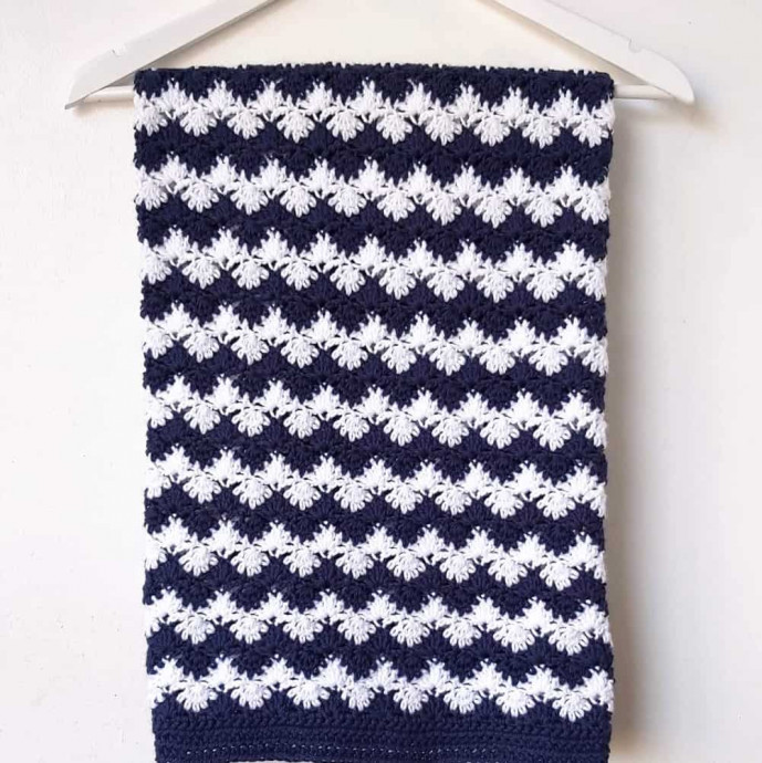 Crochet Blue and White Blanket