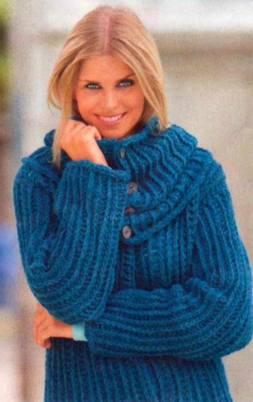 ​Crochet Marine Cardigan with Collar