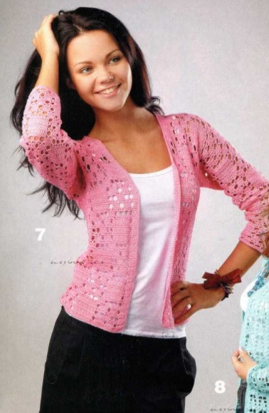 ​Light Crochet Jacket with Fancy Squares