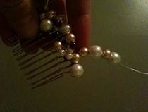 Pearled Hair Pick With Feathers Pearled Hair Pick With Feathers