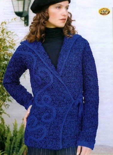 ​Crochet Blue Jacket with Decorative Element