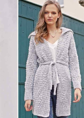 ​Crochet Cardigan with Relief Rhombs