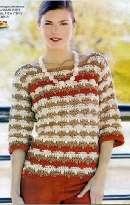 Crochet Stripped Pullover Crochet Stripped Pullover