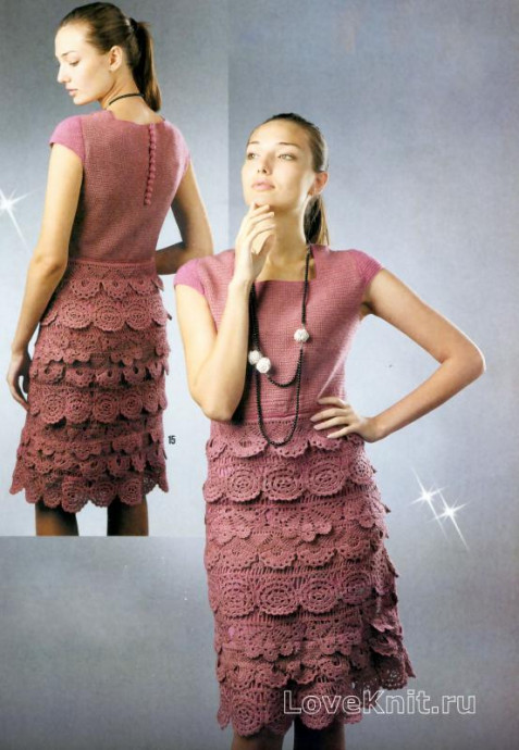 ​Crochet Berry Color Dress