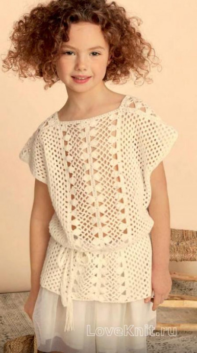 ​Crochet Cream Tunic for Girl