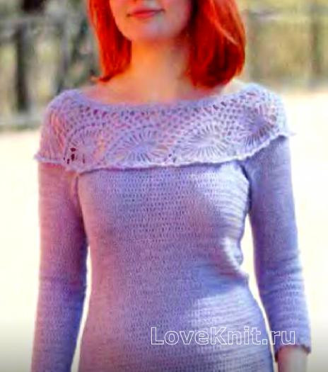 ​Crochet Pullover with Relief Yoke