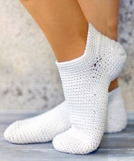 ​White Short Crochet Socks