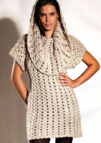 ​Beige Crochet Dress