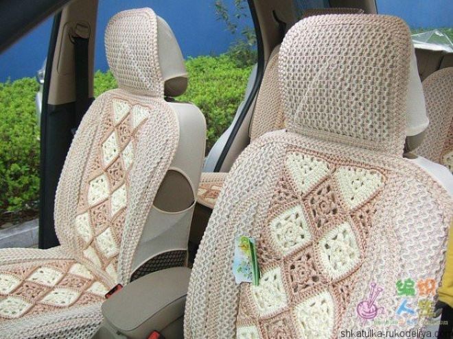 Inspiration. Crochet Seat Cover for Cars.