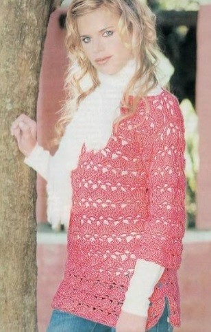 ​Pink Crochet Pullover
