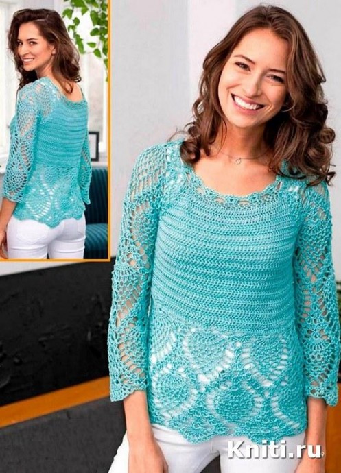 ​Turquoise Crochet Jumper