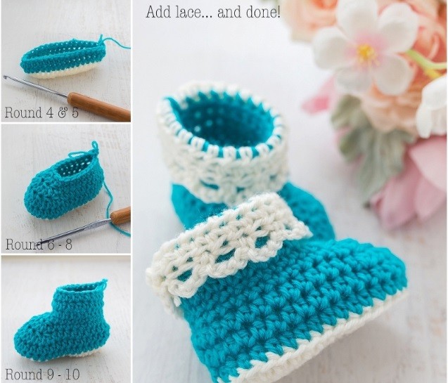 ​Helping our users. Crochet Booties with Lace Cuffs.