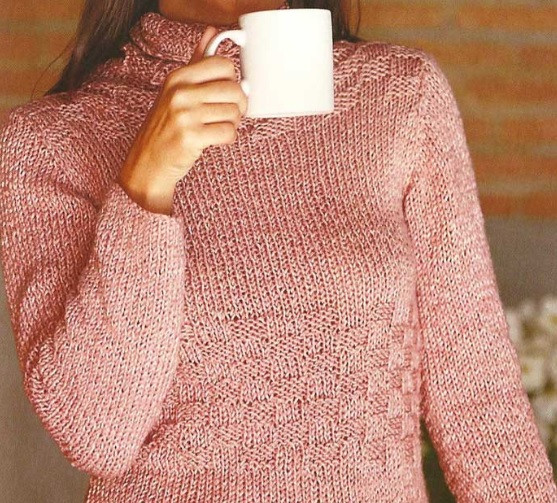 ​Knit Pink Sweater with Fancy Pattern
