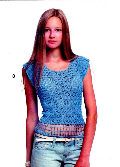 ​Light-Blue Crochet Top