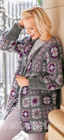 ​Crochet Cardigan with Square Motifs