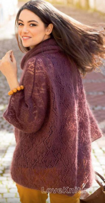 ​Knit Purple Pullover with Relief Pattern