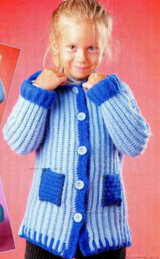 ​Blue Knit Jacket for Girl