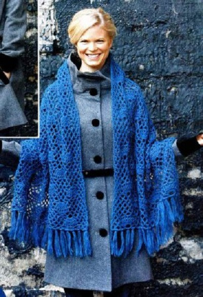 ​Blue Crochet Shawl