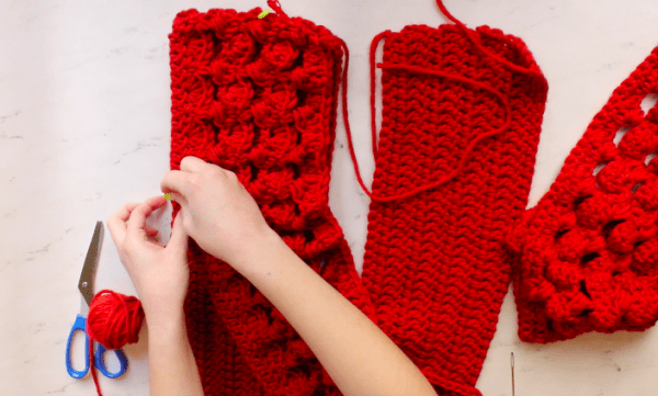 ​Crochet Red Cardigan with Crossed Back