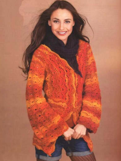 ​Red-Orange Crochet Jacket