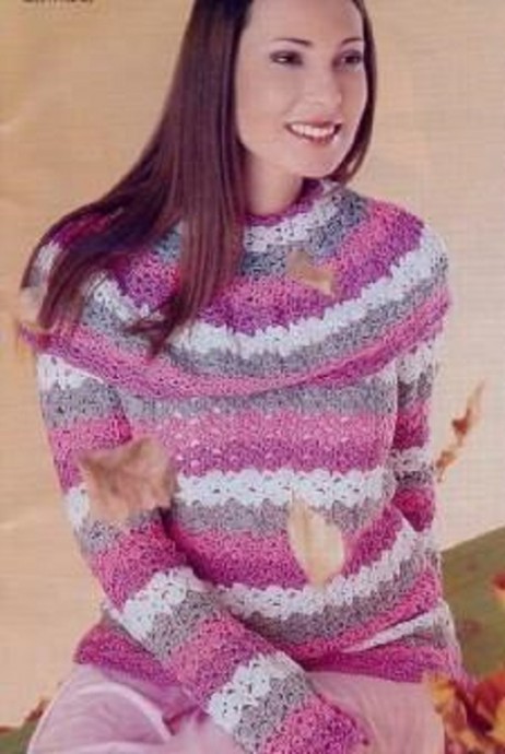 ​Pink Shades Crochet Pullover