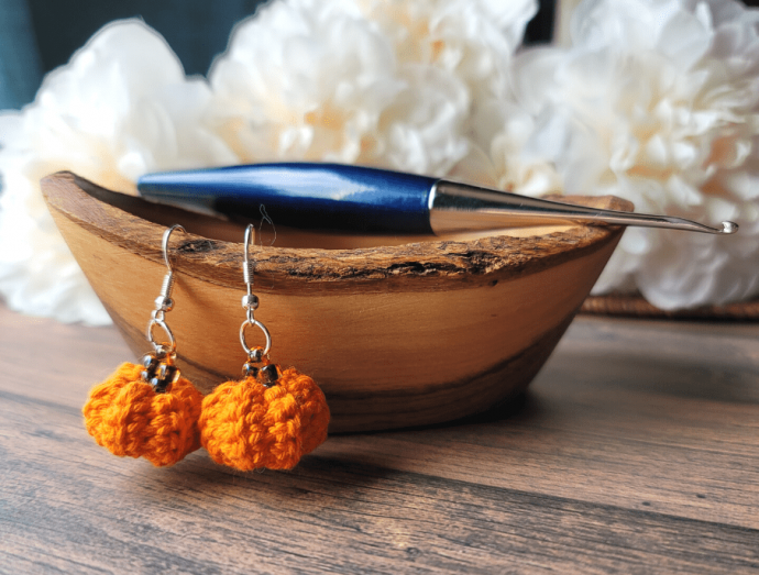 Create Adorable Pumpkin Earrings with Lion Brand Bonbons Yarn