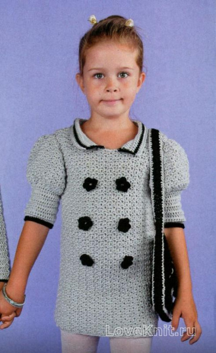 ​Crochet Grey Dress for Girl